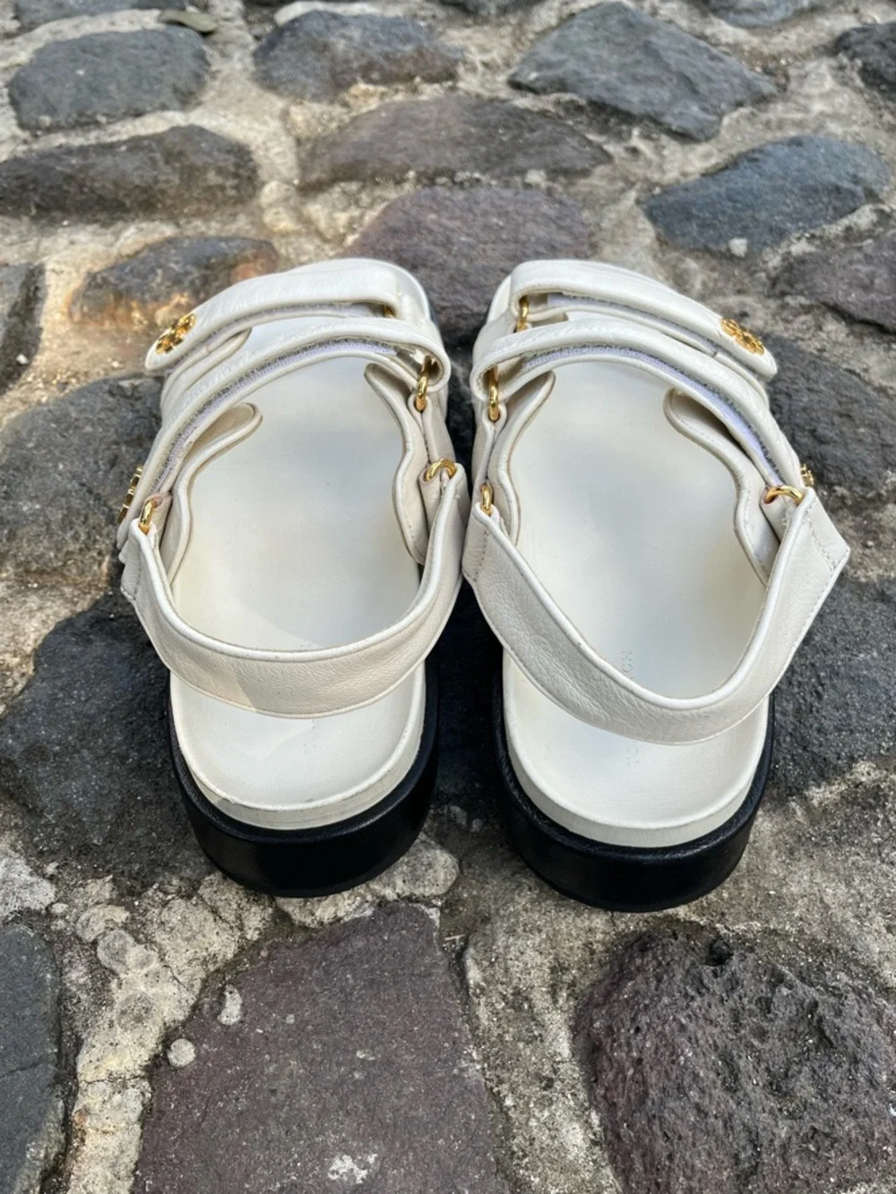 Tory Burch Kira Logo Ivory Leather Sport Sandals